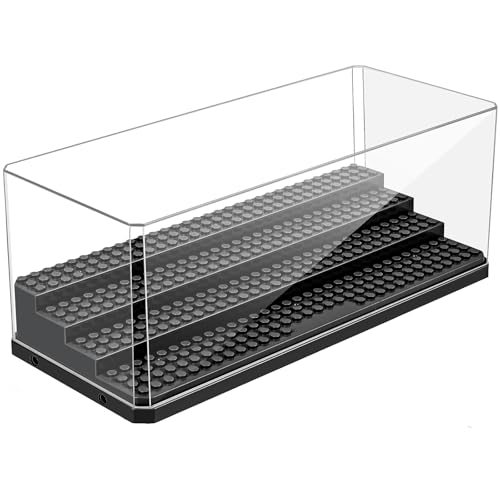 Zoelele Minifiguren Vitrine, 4 Layers Stapelbar Acryl Middle Display Box für Puppen, Staubdicht Display Storage Case für Figur Spielzeug Sammlung, Keine Montage Erforderlich (Schwarz)