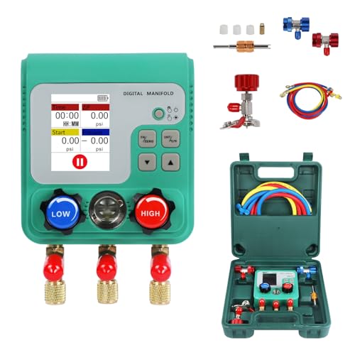 KAISAL Digitale Kältemittel Monteurhilfe Set für 92 Kühlmittel R32 R134A R22 R410A R1234YF HVAC Messgeräte Dualer Stresstest Manifold Gauge