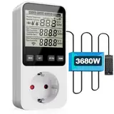 Diymore Feuchtigkeitsregler/Temperaturregler Steckdose 230V mit Fühler, 3680W Digitaler Hygrostat Feuchteregler, Luftfeuchtigkeitsregler mit Alarm für Luftbefeuchter Luftentfeuchter Pilz Terrarium