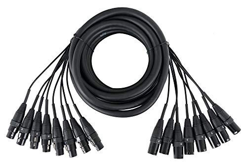 Pronomic Stage MX8/0-5 Sub-Multicore XLR 5m - 8-fach Multicore XLR male auf XLR female - Nummerierte XLR-Steckverbinder aus Metall - Ideal für Tonstudio und Bühne - Länge: 5 Meter - Schwarz