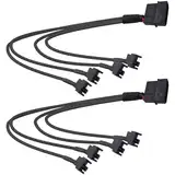 YARCHONN Molex zu PC Fan Power Splitter Kabel, 4 Pin Molex zu 4 x 3 Pin /4 Pin 12V PC Fall Fan Connector Adapter Y Splitter Verlängerung Netzkabel Kabel -27cm bis 2pcs