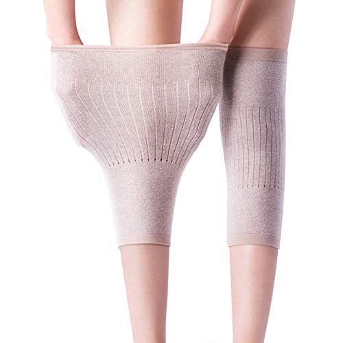 2 Paar Winter Damen Elastische Kniebandage Elastische Rutschfeste Gestrickte Kniestütze Knieschoner Knieorthese Beinlinge Beinwärmer Kniewärmer Kaschmir Kniewärmer für Freizeit Laufen Tanzen und Yoga