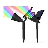 GRIFEMA DG2006, Solarleuchte Garten 4 LED, RGB Wasserdichte Strahler, 7 Farbwechsel, Wasserdichte Strahler, 2 Stück