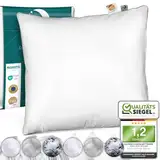 KING SIZE DREAM Kopfkissen Konfigurator - Deluxe Daunen-Feder Hotel Kissen 80x80 / Für Seiten & Rücken-Schläfer - Größe wählbar | Perfect Sleep Tech.| Ausgezeichnet und Zertifiziert
