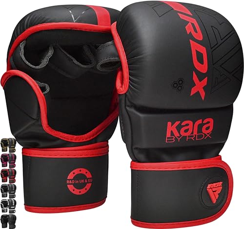 RDX MMA Handschuhe für Kampfsport Grappling Training, Maya Hide Leder Kara Sparring Handschuhe, Punchinghandschuhe für Muay Thai, Kickboxen, Freefight, Boxsack Gloves (MEHRWEG)