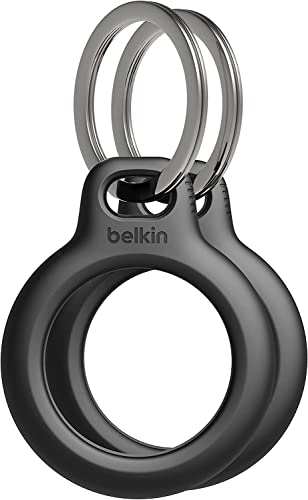 Belkin AirTag Hülle mit Schlüsselanhänger (Secure Holder Schutzhülle für Air Tag, Accessoire mit Kratzschutz), 2er-Pack, Schwarz