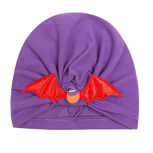 generic Baby Haarband 1 Jahr Baby Mädchen Stirnband Halloween Fledermaus Kürbis bedruckte Haarbänder Schleife geknotet Headwrap für Neugeborene Blumen Stirnband Kinder (Purple, One Size)