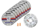 kwb Trennscheiben-Set, 115 mm, für Edelstahl und INOX, Dünn und Diamant, mit Aufbewahrungs-Dose und Ohrstöpsel