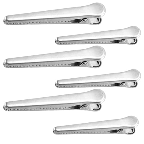 IKOPFLN 6 Stück Verschlussclips für beutel, Verschlussklammern Metall, 11.5cm Tütenclips, Clips für Tüten Edelstahl für Lebensmittel, Kaffee, Brot Fresh-Keeping, Klammern für tüten(Silber)