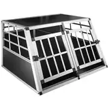 Petigi Hundebox Hundetransportbox Auto Alu Hunde Transportbox Aluminium Kofferraum Transport Box für Hund Dog Autobox 89 x 69 x 50 cm Haustier Käfig