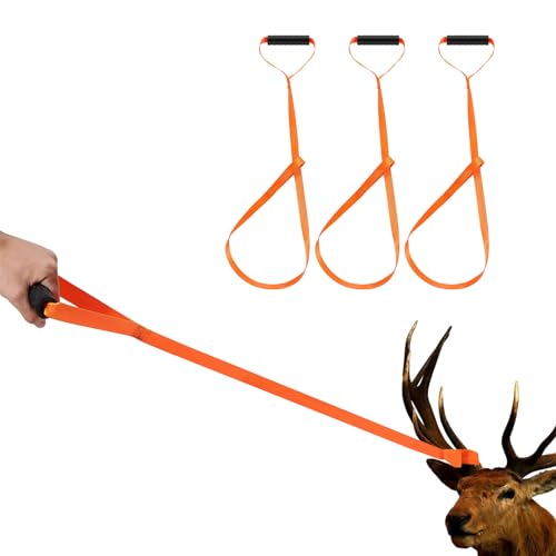 YHZNAGEM 3 Stück Deer Drags, 59 Zoll Hirsch Bergehilfe Ziehgurt, Hirschschleppseil, Tragbar Orange Wildbergehilfe Deer Dragger Handle Hunting Abschleppgurt für Sicherheit und Haltbarkeit-grüner