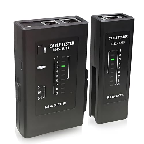 SURFOU Netzwerktester, Netzwerkkabel Lan Tester Cat7 Dämpfung Cat6 Cat6a Cat8, Ethernet Cable Netzwerk Testgerät Gigabit, Cat Rj45 Kabeltester Rj11-Kabel Prüfgerät, Network Patchkabel Prüfer Gbit