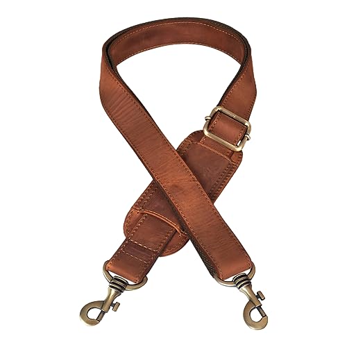 STILORD 'Elli' Wechselgurt Leder mit Schulterpolster Schultergurt für Taschen Trageriemen Handtaschengurt für Umhängetasche Vintage, Farbe:Cognac - braun