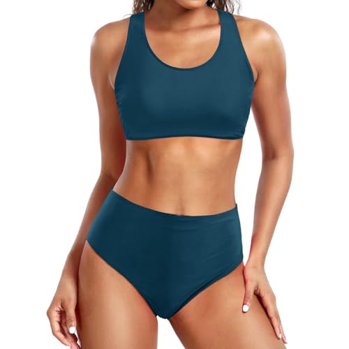 hehiy Gerippter O-Ring-String-Bikini-Badeanzug für Damen, freche Tanga-Badebekleidung, Zweiteiliger Badeanzug Bikini Damen Set Bustier Bikini Damen Bunt