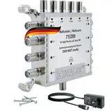 SCHWAIGER 5200 Multischalter 5/8 SAT-Verteiler 8-Teilnehmer SAT-Splitter digital Multiswitch 8-Wege-Verteiler mit externem Netzteil für Quattro/Quad LNB Digital, HDTV, FullHD, 4K, 8K, UHD