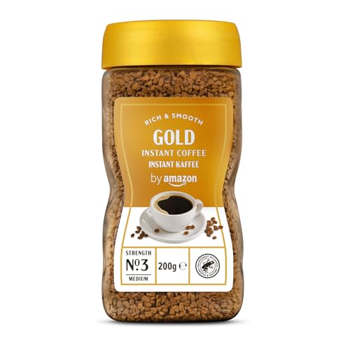 by Amazon Gold Instant Kaffee, Mittlere Röstung, 200g, 1er-Pack - Rainforest Alliance-Zertifizierung