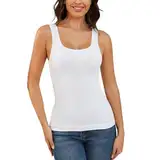 MISS MOLY Shape Unterhemd Damen Bauch Weg Shapewear Nahtloses Formende Tops Für Damen Figurformendes Trägertop Body Shaper Kompressions Tanktop Shirt Camisole(Weiß, M)