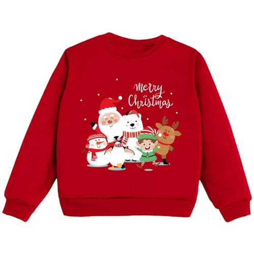 Kinder-Weihnachts Mädchen Pullover, weihnachtspullover kinder, Sweatshirt Kinder Dick Warme Weihnachtspullover Top Kinder Weihnachtspullover Casual Langarm Rundhals Pulli Tops (Purple, 6-7 Years)