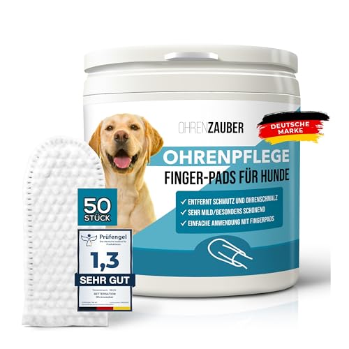 Bettersation Ohrreiniger Ohrpflege Fingerpads für Hunde & Katzen [50 Stück]- pflegt & schützt zuverlässig- Ear Wipes Ohrenreiniger Fingerlinge f. Ohrenentzündung Ohrenpflege Hygiene bei Hund Katze