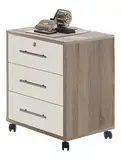 BMG-Moebel.de Büromöbel komplett Set Arbeitszimmer Office Edition MINI in Sonoma Eiche/Weiß Matt (Rollcontainer)