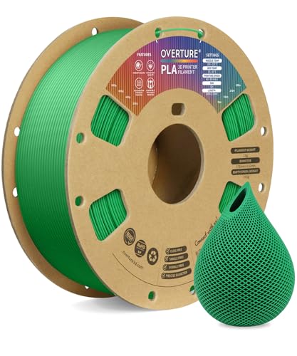 OVERTURE PLA Filament 1,75 mm Aufgerüstet, 1kg Filament (2,2 lbs), Maßgenauigkeit +/- 0.02mm, für 3D-Drucker (Grün)