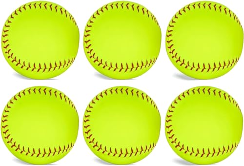 LeapBeast Softball Ball Anfänger, 12'' Sportübungs-Softbälle PU-Oberflächenkorkkern, Offizielle Größe und Gewicht des Softballs für Jugendtrainingspraxis (6STK)
