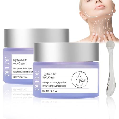 2 Flaschen Tighten and Lift Neck Cream Hals und Dekollete Creme Go Pure Neck Firming Cream Am Besten Zum Straffen Schlaffer Haut Neck Tightening Lifting Sagging Skin for Face, Neck