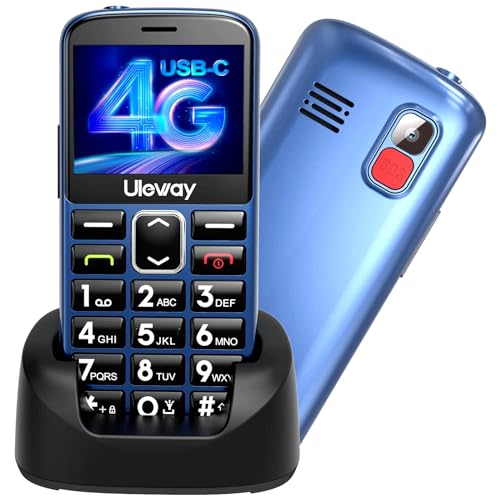 uleway 4G Seniorenhandy Mobiltelefon ohne Vertrag,Lange Standby Zeit,Senioren Handy Mit SOS Notruftaste,Großtastenhandy mit Ladestation,HAC