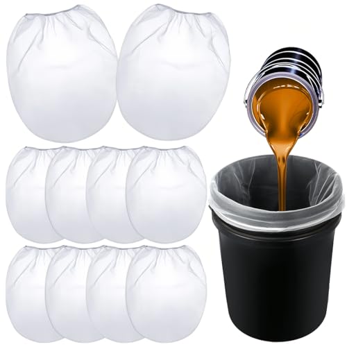 CATOR 10 Stück Farbsiebbeutel, 1 gal Weiß Filterbeutel, Feine Netz-Siebbeutel, Eimer Elastische Öffnung Siebbeutel für die Filtration Von Flüssigkeiten wie Farbe