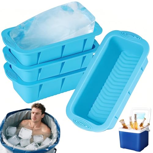 XXL Eisblockformen-Set 4er Pack mit Premium-Silikon – Wiederverwendbare 2kg Mega-Eiswürfelformen für Eisbaden, Kühlsysteme & Gefrierschrank