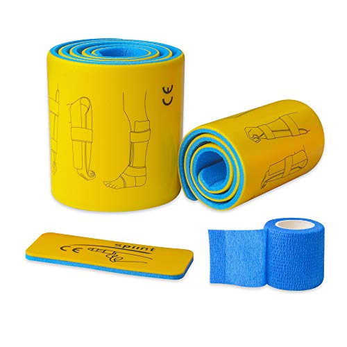 KONMED 3 x Notfall-Erste-Hilfe-Schienen mit selbstklebender Bandage für Arme, Beine, Finger