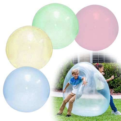 Landrain 4 Stück Aufblasbarer Reißfester Bubble Ball, Reissfester Bubble Ballon zum Befüllen, Wwasserball Groß Wiederverwendbarer (4)