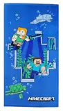 Theonoi Kinder Handtuch Badetuch Strandtuch Duschtuch für Mädchen und Jungen 100% Baumwolle 70x140 cm (Minecraft Steve Alex)