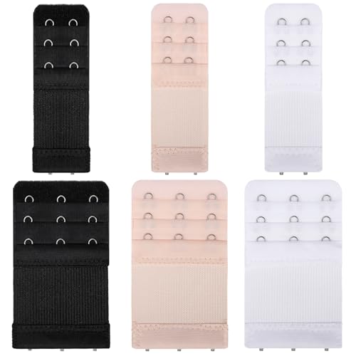 XREE 6 Stück BH Verlängerer 3 Haken, Bra Extender BH Verlängerung 2 Haken BH Verschluss Elastisch für Damen und Mädchen