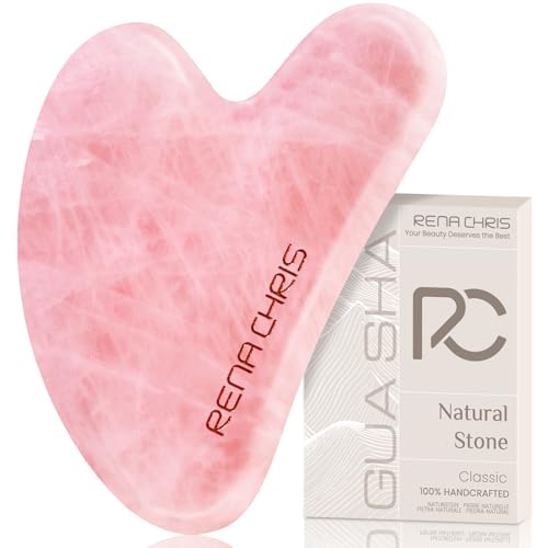 Rena Chris Rose Quartz Gua Sha Stein Original, Gesichtsmassage Face Massager Hautstraffung Von Gesicht, Guasha Jade Green Beseitigt Augenschwellungen