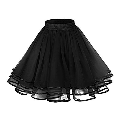 2025 Elastischer elastischer Skater mit Minifackeln vielseitiger A-Linie lässiger Frauen-Rock-Rock Mädchen 134 (Black, One Size)