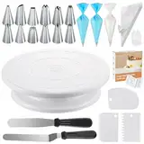 Comforty 71 Stücke Torten Zubehör, Torten Set, Cake Stand, Drehteller für Anfänger und Profis