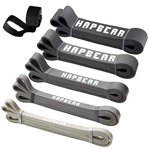 HAPBEAR Resistance Bands Set,Widerstandsbänder Set 5 Verschiedene Ebenenmit Türanker für Kraftraining und Pilates, Pull up Band Resistance bänder Fitnessbänder Set wiederstandsband Gym klimmzugband-01