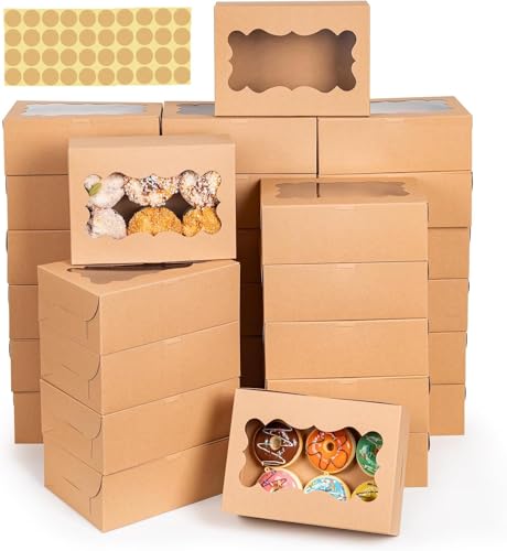 testyu 30 Stück Keksschachtel mit Sichtfenster, 21 x 15 x 7,5 CM Kraftpapier Geschenkbox Braune Kraftpapier Box Geschenkboxen für Bäckerei Schokolade Pralinenschachtel Verpackung