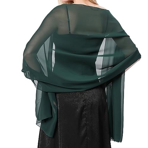 Stola Damen Halstuch Chiffon Sommer Schal Damen Festliche Stola für Abendkleid oder Brautkleid Hochzeit Scarf (Dunkelgrün)