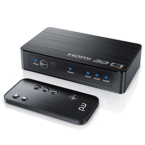 CSL - HDMI 2.0 Verteiler 4k 60Hz - 3 Port Switch mit Fernbedienung - 2.0b Ultra HD 4096x2160 3840x2160 - HDR - 3D Ready - HDCP - 48 Bit Deep Color - automatische Umschaltung -mit Netzteil