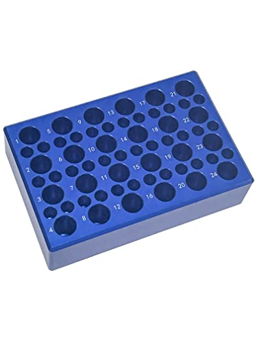 MUHWA 60 Well Aluminium-Kühlblock, 24-fach passend für 1,5-ml-Zentrifugenröhrchen, 36-fach passend für 0,2-ml-PCR-Röhrchen