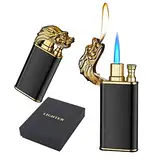Feuerzeug mit Doppelflamme, Drachen-Feuerzeug mit Doppelflamme, winddichtes Feuerzeug mit Doppelstrahlflamme, Butanfeuerzeug, nachfüllbares Butanfeuerzeug for den Außen- und Innenbereich (Butan nicht