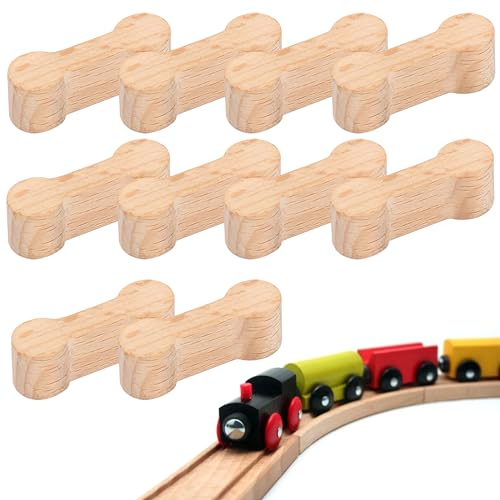 10 Stck Universal Verbinder Set Holzschienen Holzeisenbahn Adapter Holz-Hundeknochen-Gleisverbinder Holzbahnverbinder Verbindungsstück kompatibel mit Brio Lillabo Melissa Thomas IKEA u.v.m