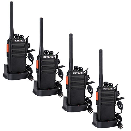 Retevis RT24 Plus Funkgeräte, PMR Walkie Talkie Erwachsene, 16 Kanäle IPx4 Wetterschutz Handfunkgerät Professionell, Lizenzfrei Walkie Talkie 4er Set mit Headset(4 Stück, Schwarz)