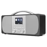 LEMEGA Tragbares DAB/UKW-Radio | Digitalradio Netz- Und Batteriebetrieben | Radiowecker Mit Bluetooth | Doppelalarm | Leistungsstarke Stereoanlage | Akustikholzgehäuse | 40 Speicherplätze