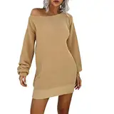 Briskorry Strickkleid Damen Winter Herbstkleid Elastizität Midikleid Langarm Sweater Dress Winterkleid Pulloverkleid Partykleid Elegant Pullikleid Freizeitkleider Winddicht Tunika Kleid Sweatshirt