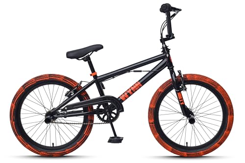 WYNN BMX Freestyle 20 Zoll Dirty schwarz-orange Rahmenhöhe 28 cm Kinder Erwachsene V-Brake