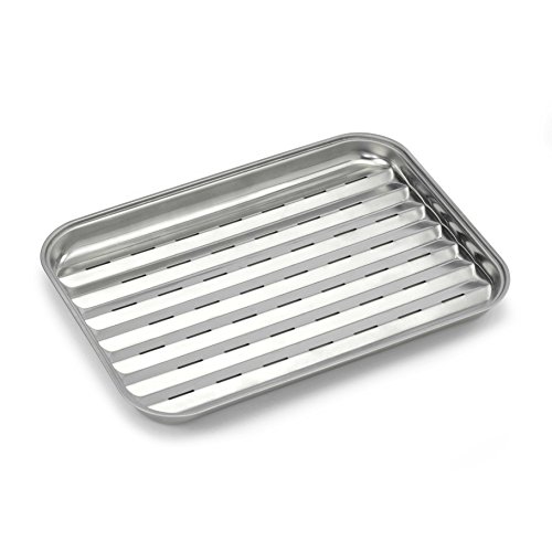 Barbecook Wiederverwendbare Grillschale aus Edelstahl, smoker und gasgrill zubehör, rechteckig 34.5x24x3cm, Silber