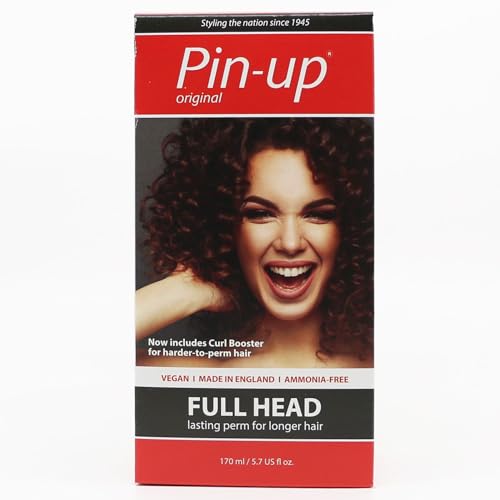 Pin Up Full Head Home Perm Kit, Dauerwellenset für zu Hause für lang anhaltende und natürliche Locken, proteinreich für weiches und glänzendes Haar, für alle Haartypen geeignet, 170 ml